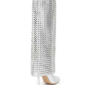 Elegant Silver Crystal-Embellished Women's Boots